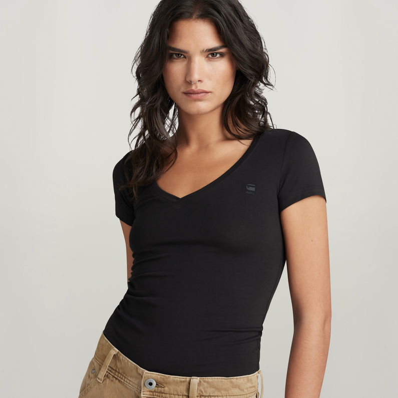 G-Star RAW® T-Shirt Basic V-Neck Cap Sleeve Noir