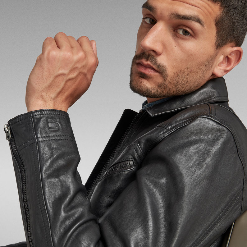 G-STAR® Flight Leather Jacke Schwarz
