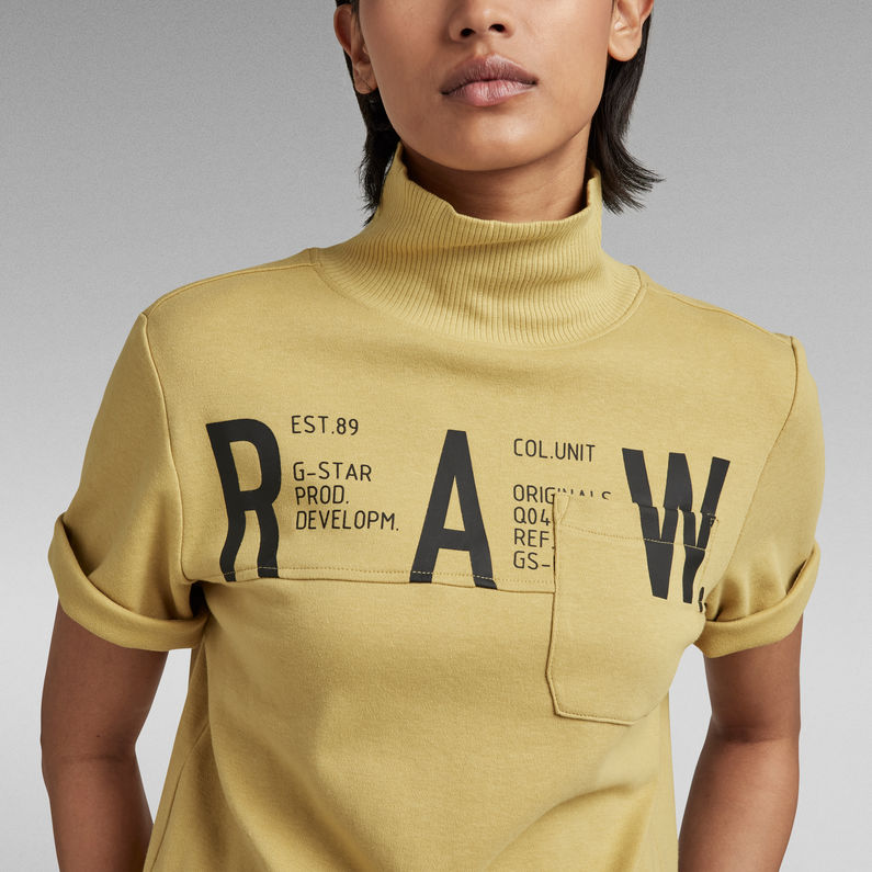 G-Star RAW® Mock Neck Graphic Pocket Top Yellow