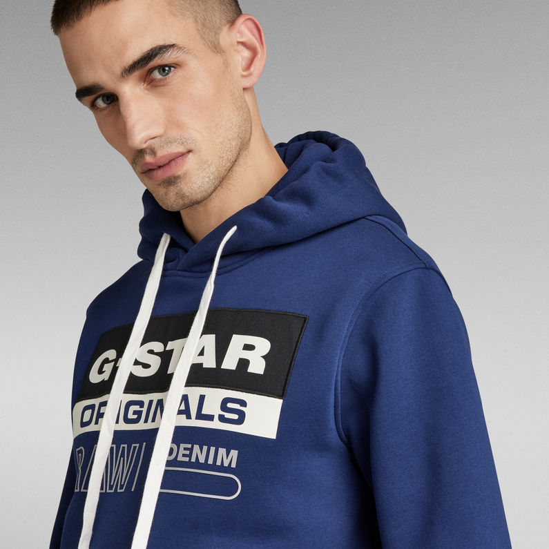 G-Star RAW® Color Block Originals Logo Hooded Sweater Dark blue