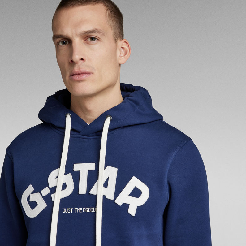 Varsity Felt Hooded Sweater | Dark blue | G-Star RAW® US