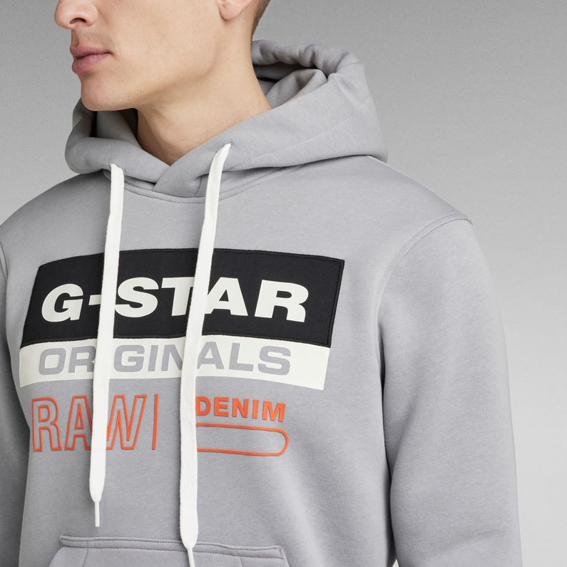 G-Star RAW® Color Block Originals Logo Hooded Sweatshirt Grau