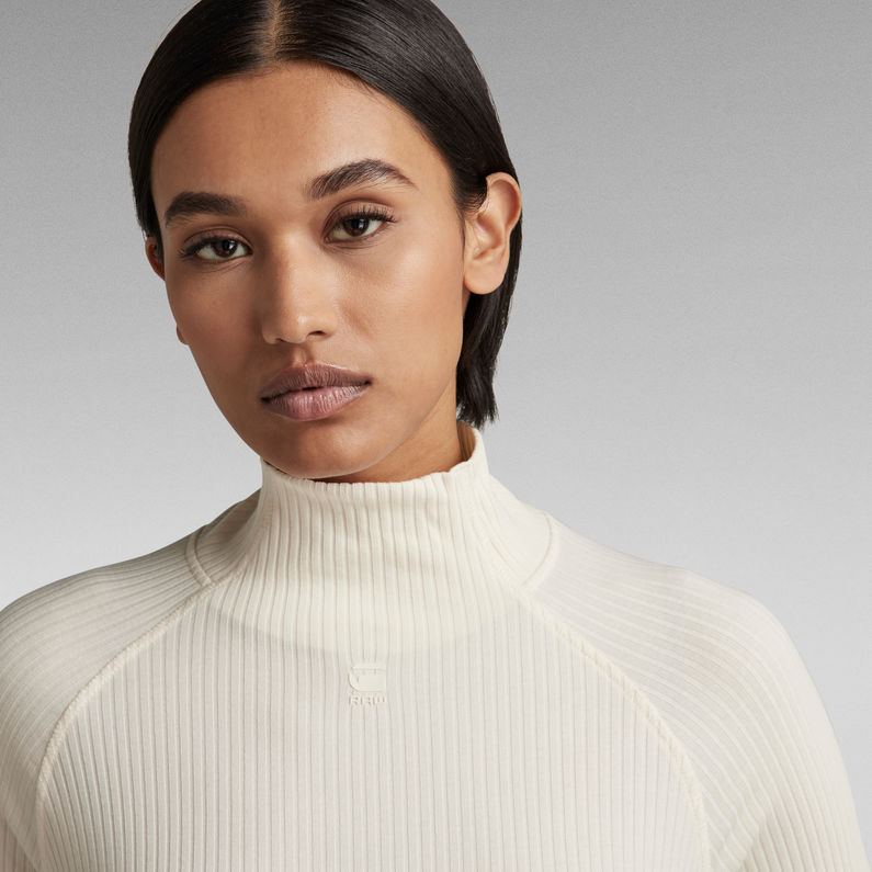 G-STAR® Rib Mock Slim Top White