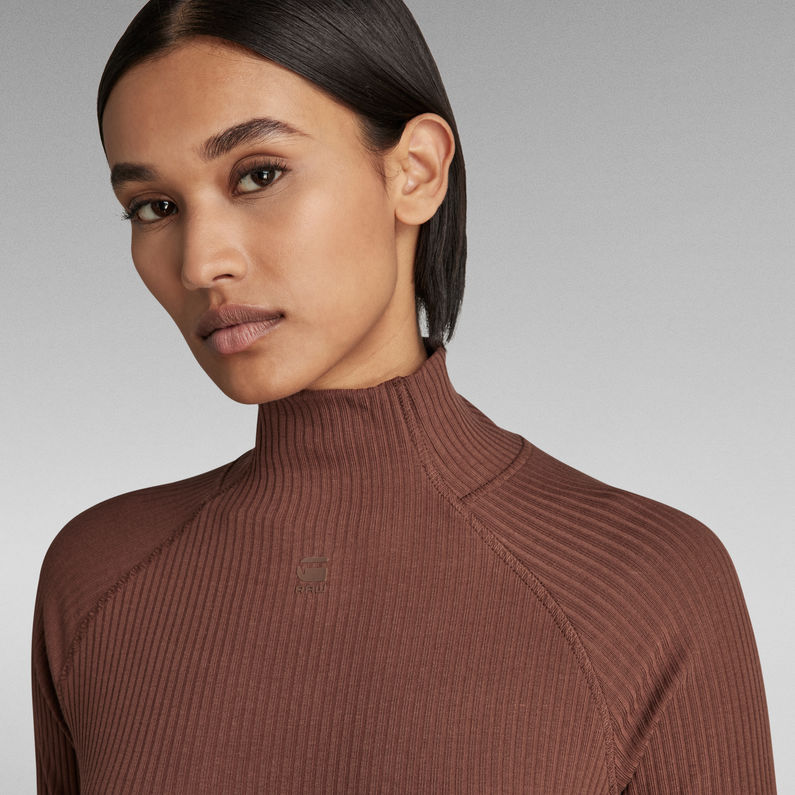 G-STAR® Rib Mock Slim Top Brown