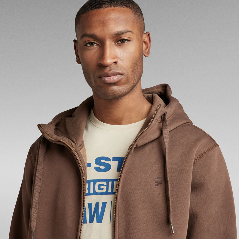 Premium Core Hooded Zip Sweater | Brown | G-Star RAW® US