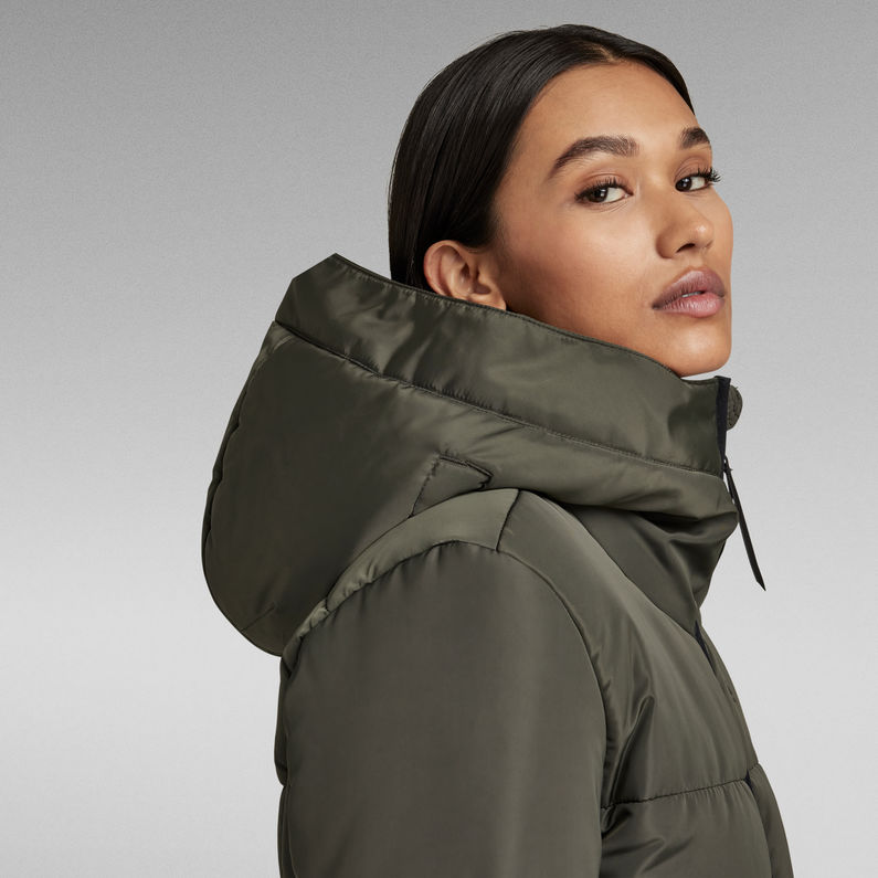G-Star RAW® Quilted Hooded Puffer Long Coat Grey