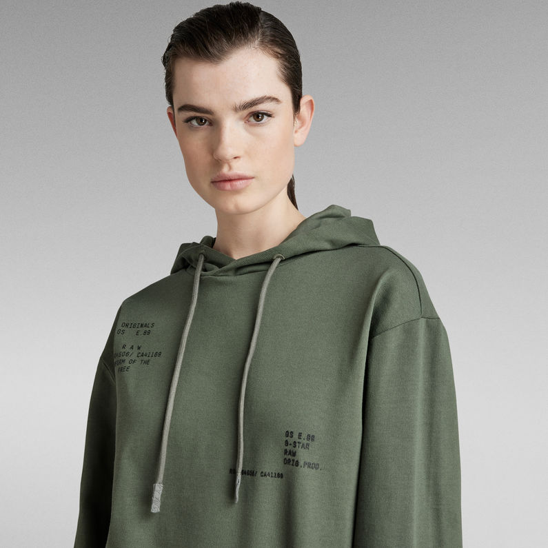 G-Star RAW® Text Print Hooded Loose Sweater Green