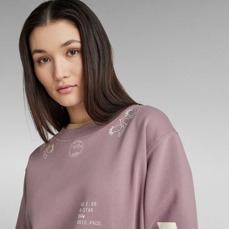 Multi Graphic Cropped Loose Sweater | Purple | G-Star RAW® ZA