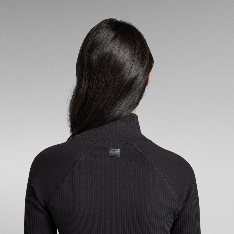 G-Star RAW® Rib Mock Slim Top Black