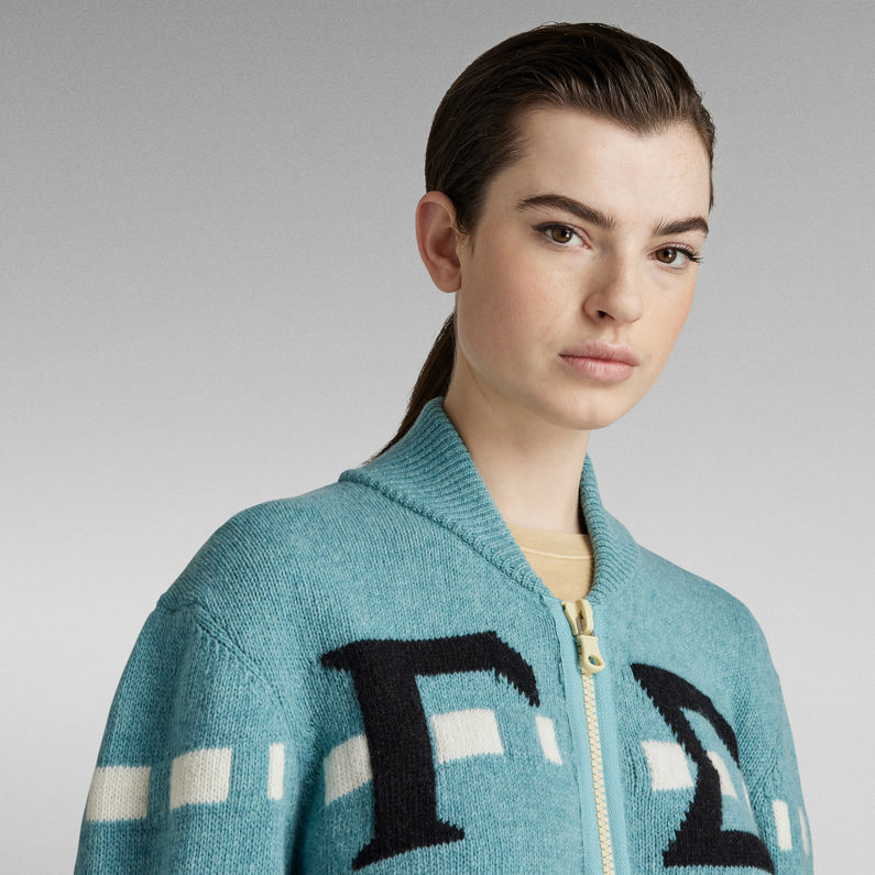 G-STAR® Gebreid Vest Graphic Loose Lichtblauw