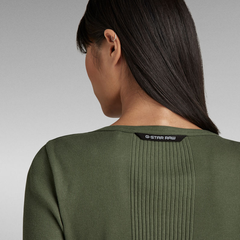 G-STAR® Slim Rib Boatneck Top Green