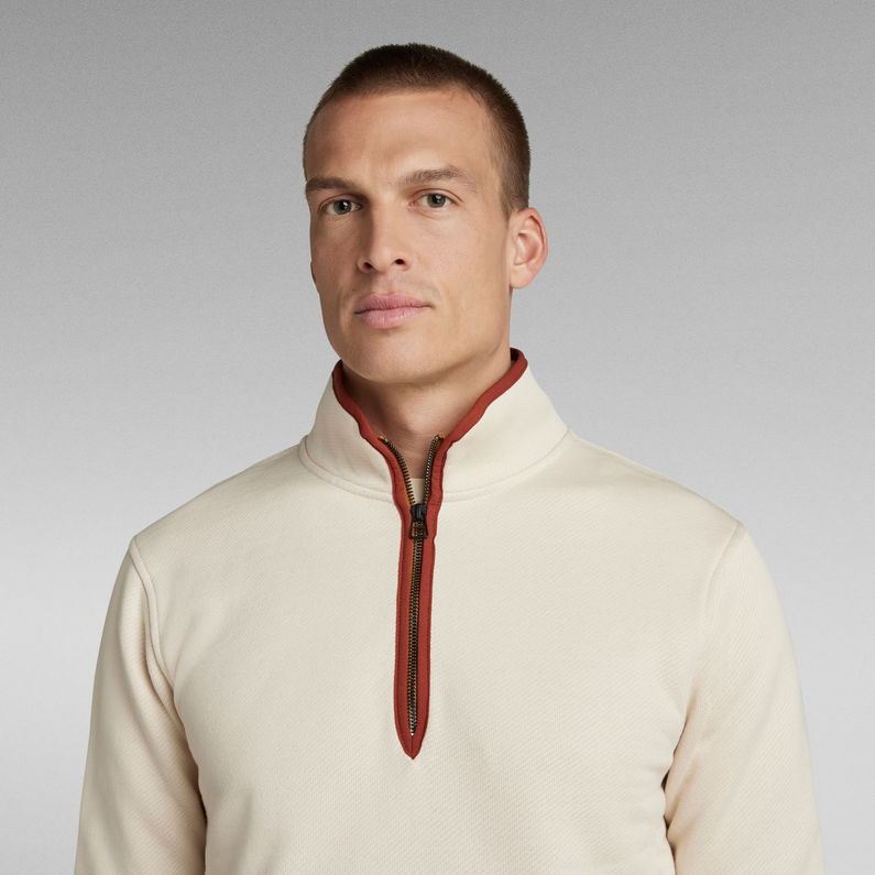 G-Star RAW® Half Zip Binding Sweater White