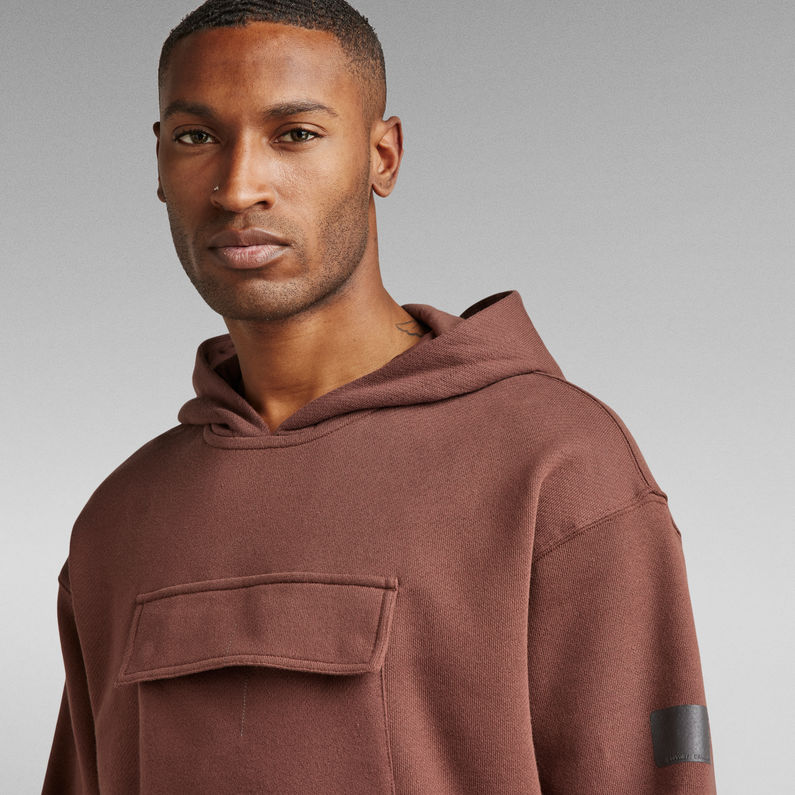 G-Star RAW® Double Pocket Loose Hooded Sweater Brown