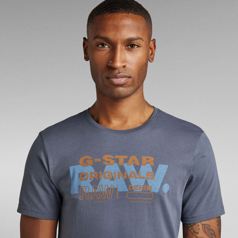 G-Star RAW® RAW Originals Slim T-Shirt Mittelblau