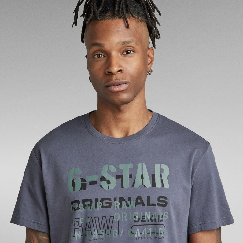 G-Star RAW® Stencil Originals T-Shirt Mittelblau