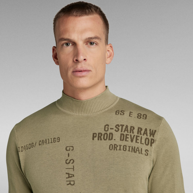 G-STAR® Unisex Jacquard Mock Strickpullover Beige