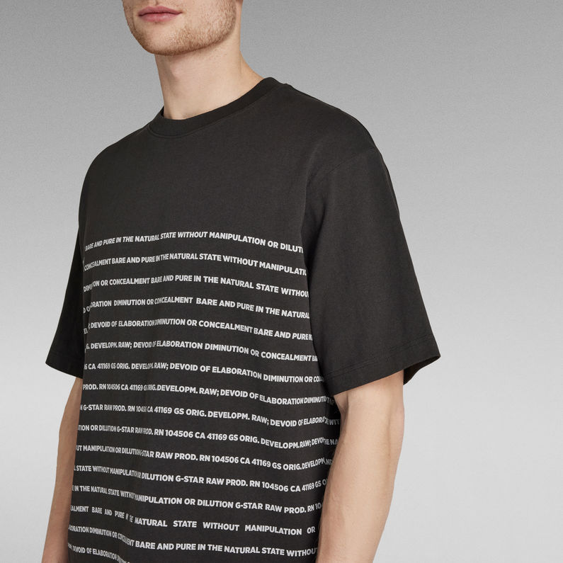 G-Star RAW® T-shirt Text Stripe Boxy Noir