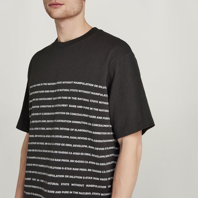 G-Star RAW® Text Stripe Boxy T-Shirt Zwart