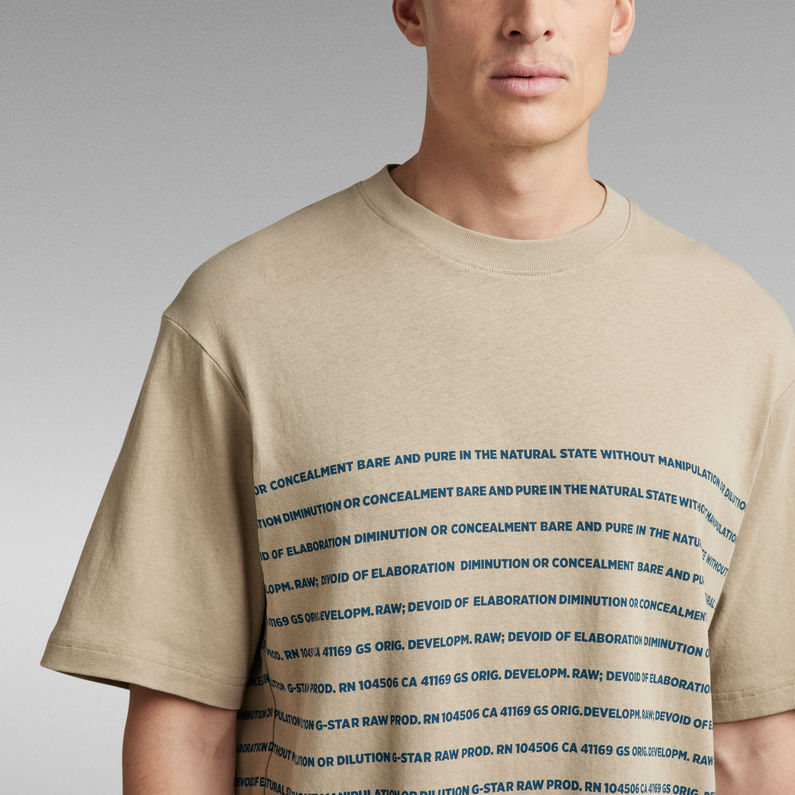 G-Star RAW® Camiseta Text Stripe Boxy Beige