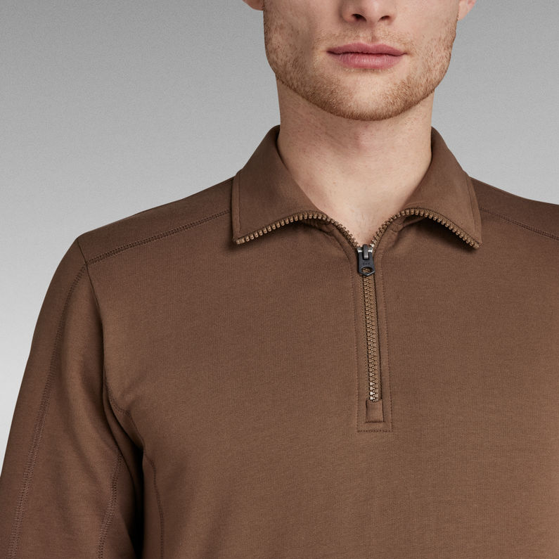G-STAR® Lightweight Moto Half Zip Sweater Brown