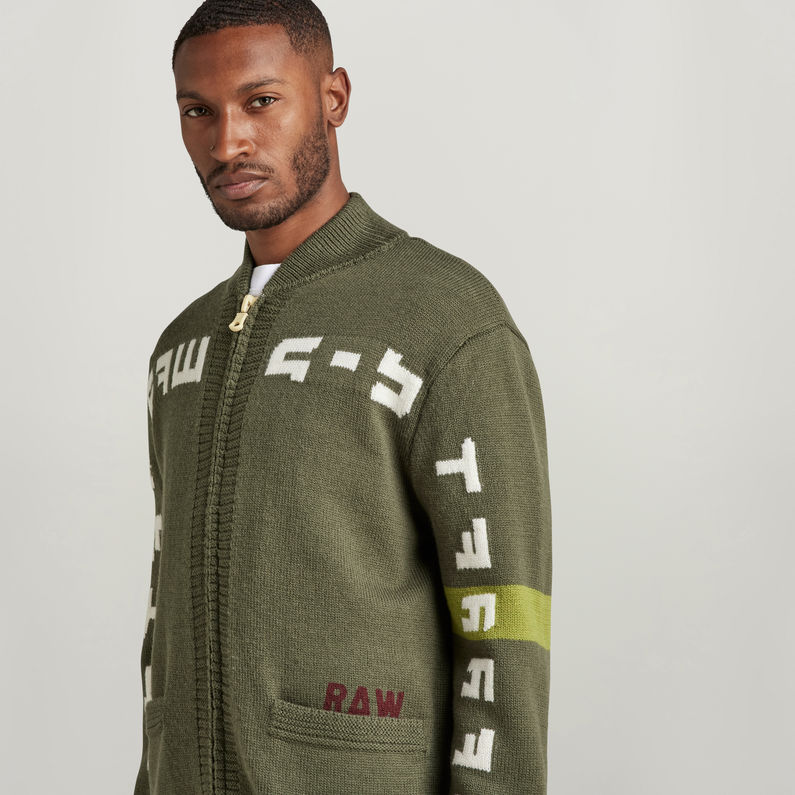 G-Star RAW® Pull en maille Graphic Zip Thru Loose Vert