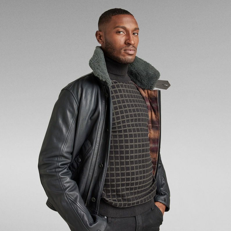 G-STAR® Veste en cuir Gris