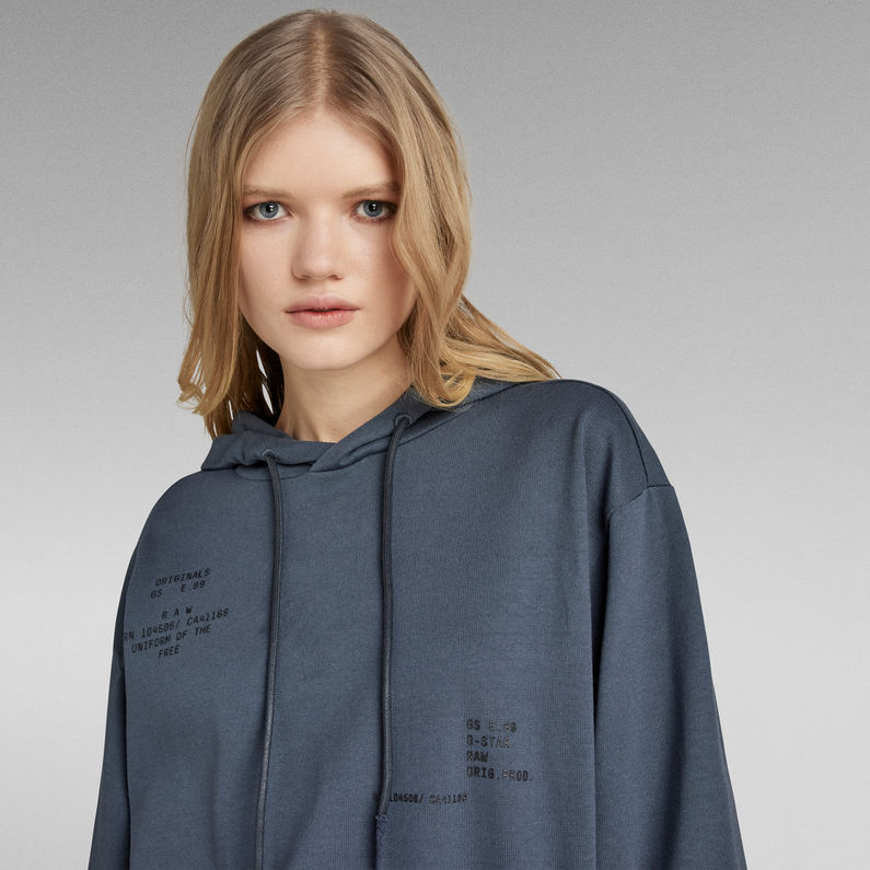 G-STAR® Text Print Hooded Loose Sweater Medium blue