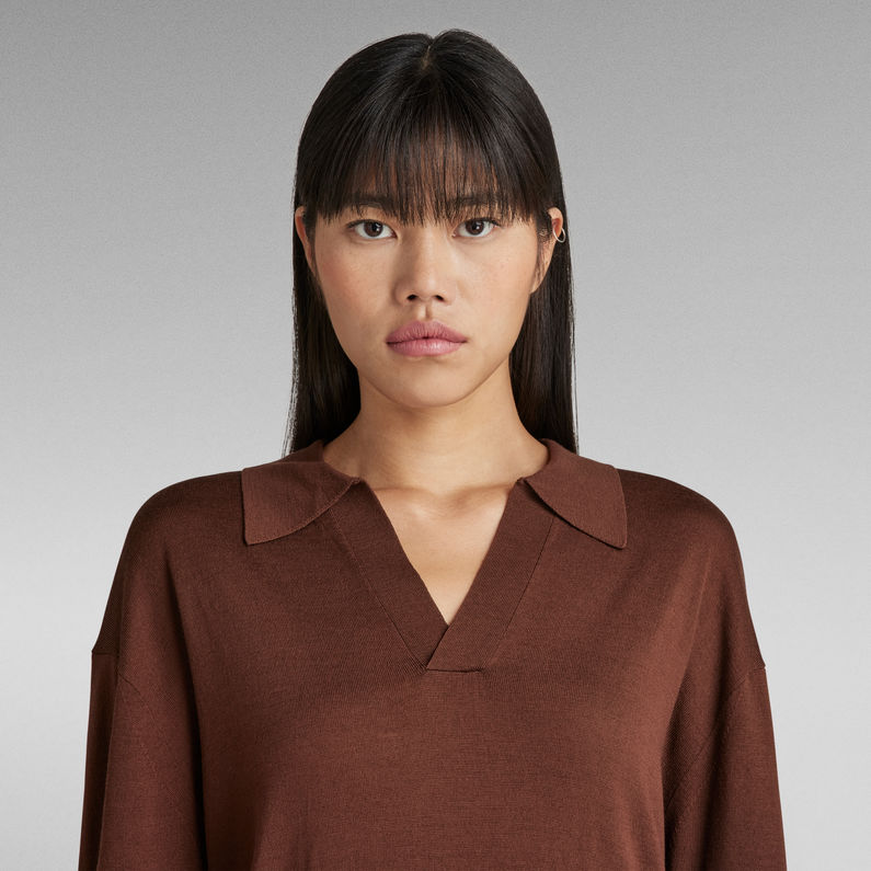 G-STAR® Knitted Polo Kleid Braun