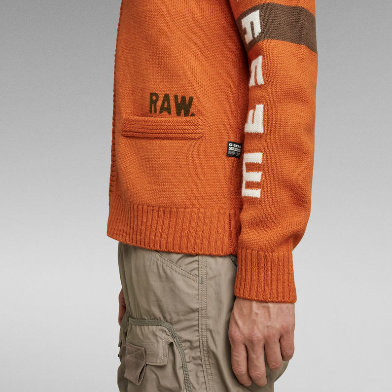 G-Star RAW® Graphic Zip Thru Loose Knit Orange