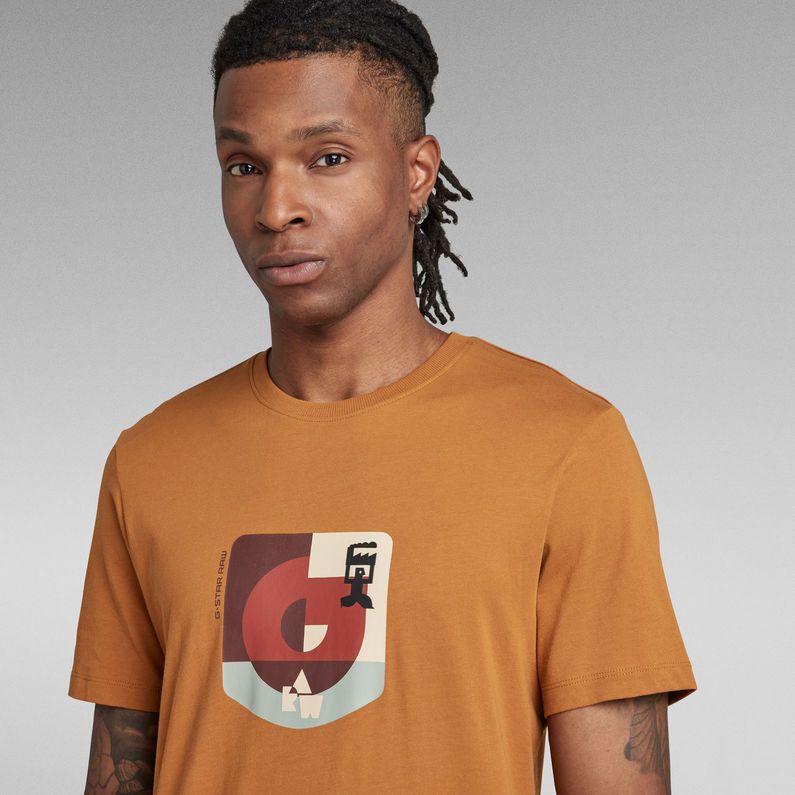 G-STAR® Layered Logo Slim T-Shirt Braun