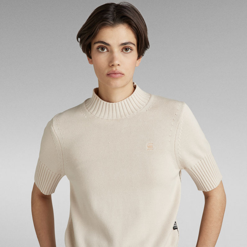 G-STAR® Pull Core Mock Knitted Blanc