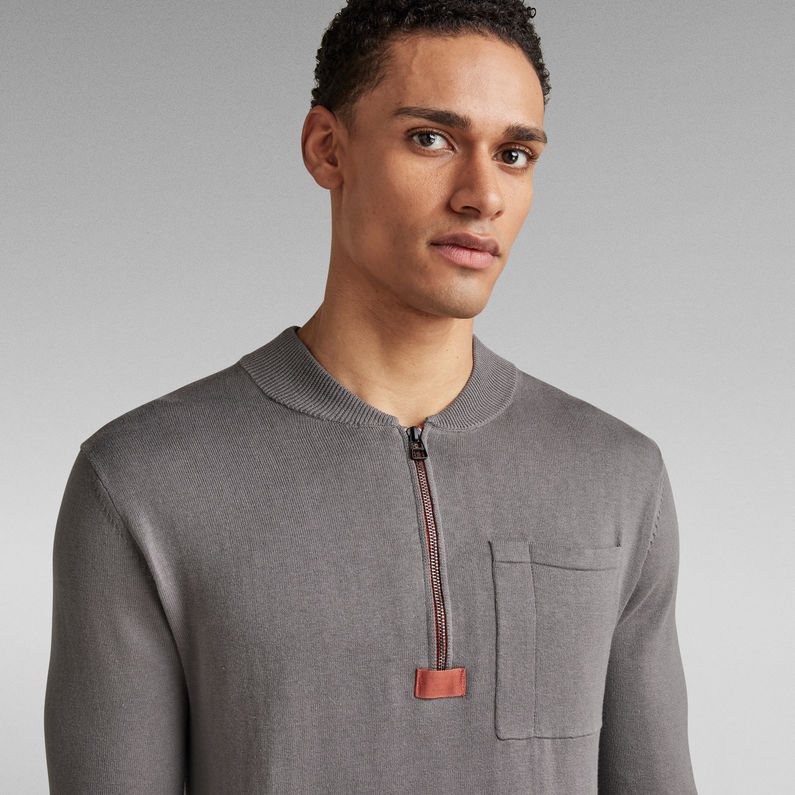 G-STAR® Jersey Half Zip Pocket Gris