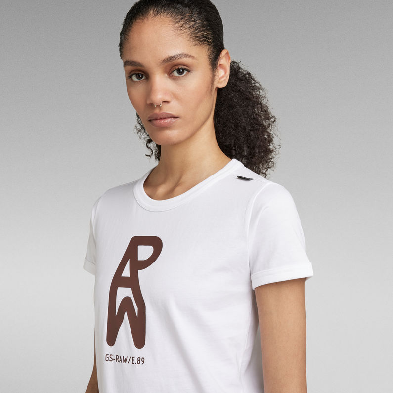 G-Star RAW® T-shirt Graphic RAW Cropped Slim Blanc