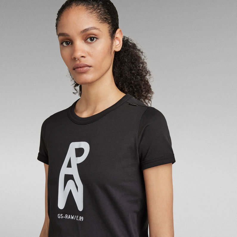 G-Star RAW® Camiseta Graphic Raw Cropped Slim Negro