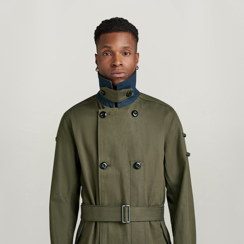 G-Star RAW® Double Breasted Loop Trench Green