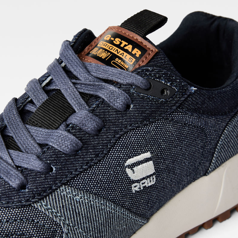 G-STAR® Theq Run Denim Sneakers Dark blue fabric shot