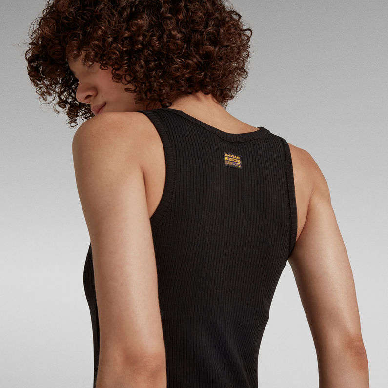 G-STAR® Rib Tanktop Jurk Slim Zwart