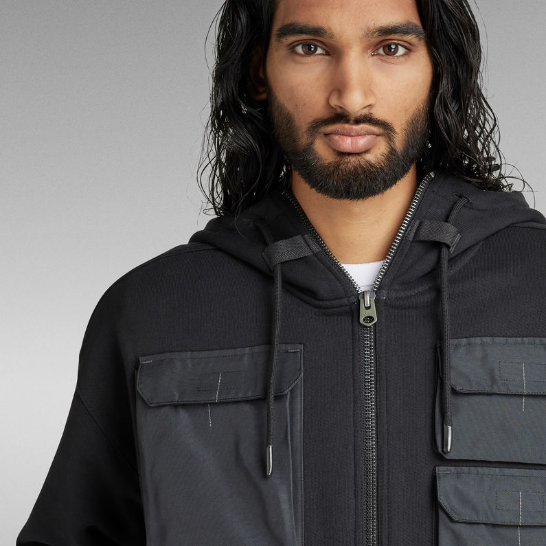 G-Star RAW® E Zip Through Hooded Pocket Sweatshirt Schwarz