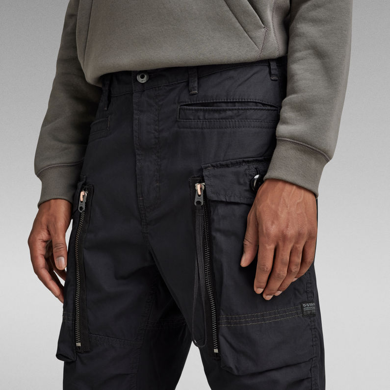 Long Pocket Zip Relaxed Tapered Cargo Pants | Black | G-Star RAW®