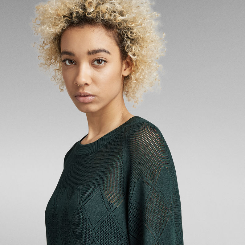 G-STAR® Jersey Pointelle Half Sleeve Knitted Verde