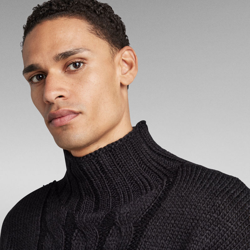 G-STAR® Heavy Cable Loose Mock Knit ブラック