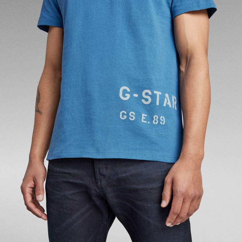 G-Star RAW® T-shirt Stencil Front Back Graphic Bleu moyen