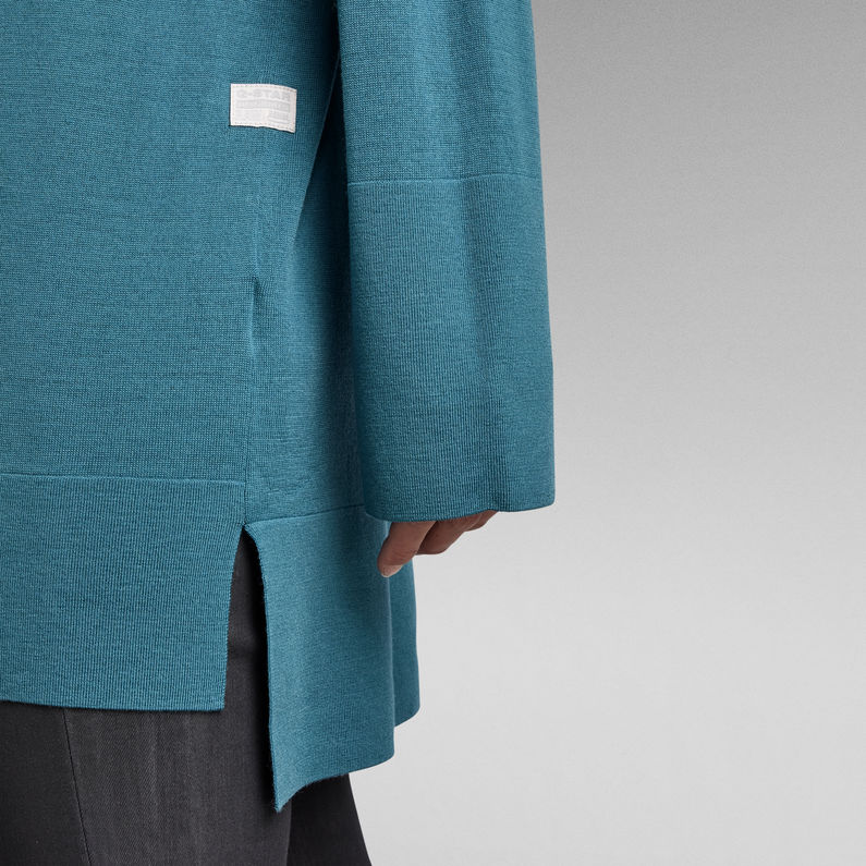 G-STAR® Oversized V-Neck Knitted Pullover Mittelblau