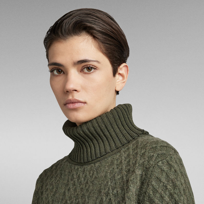 G-Star RAW® Jersey Knitted Turtleneck Structure Loose Verde