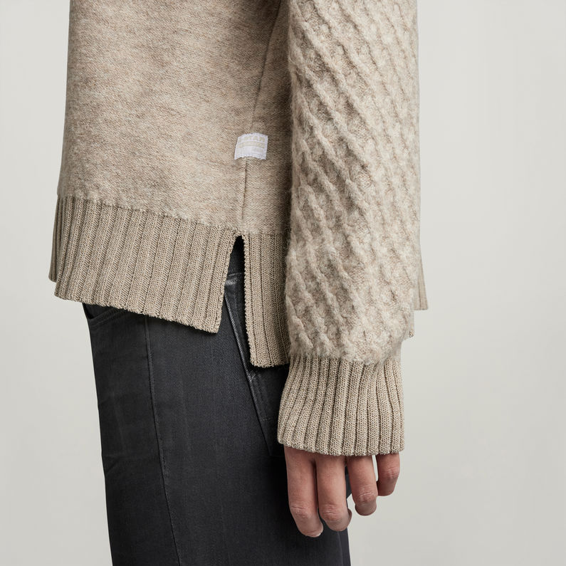 G-Star RAW® Knitted Turtleneck Sweater Structure Loose Beige