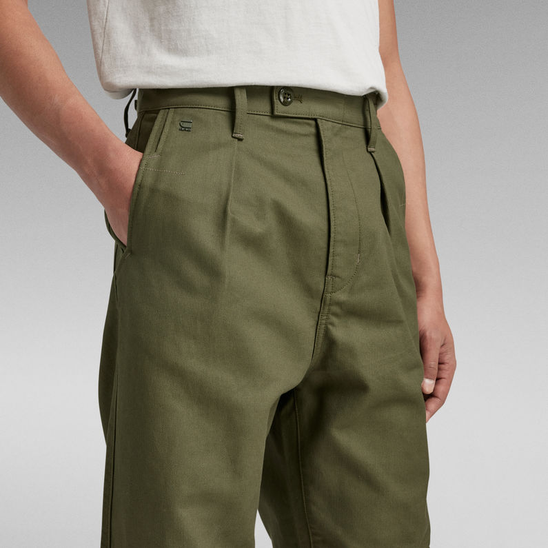 G-Star RAW® Unisex Pleated Relaxed Chino Groen