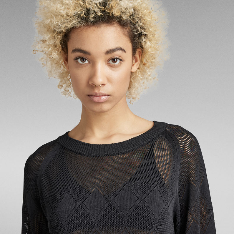 G-STAR® Jersey Pointelle Half Sleeve Knitted Negro