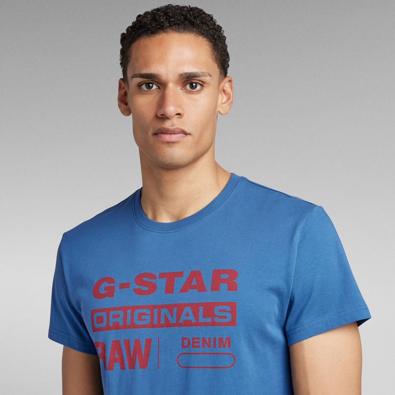 G-Star RAW® Originals Label T-Shirt Midden blauw