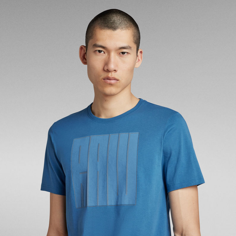 G-Star RAW® T-shirt Typography RAW Slim Bleu moyen