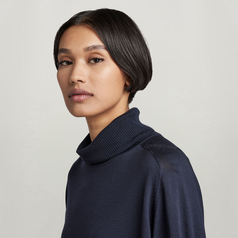 G-Star RAW® Pull en maille Turtleneck Loose Bleu foncé